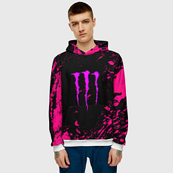Толстовка-худи мужская Monster energy неоновые краски лого, цвет: 3D-белый — фото 2
