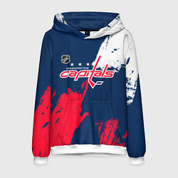 Толстовка-худи мужская Вашингтон Кэпиталз - брызги красок, цвет: 3D-белый