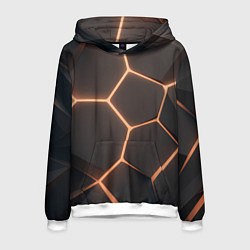 Толстовка-худи мужская Серая текстура из сот, цвет: 3D-белый