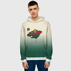 Толстовка-худи мужская Миннесота Уайлд - геометрический градиент, цвет: 3D-белый — фото 2
