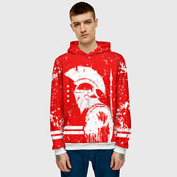 Толстовка-худи мужская Спартак - воин спарты, цвет: 3D-белый — фото 2