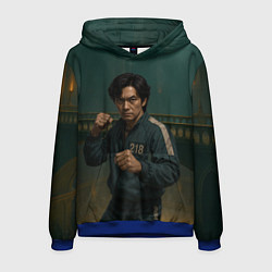 Толстовка-худи мужская Игрок 218 в боевой стойке, цвет: 3D-синий