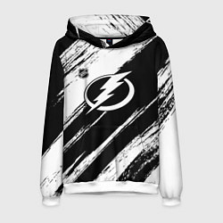 Толстовка-худи мужская Тампа Бэй Лайтнинг - черная краска, цвет: 3D-белый