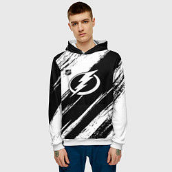 Толстовка-худи мужская Тампа Бэй Лайтнинг - черная краска, цвет: 3D-белый — фото 2