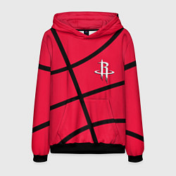 Толстовка-худи мужская Хьюстон Рокетс - текстура малинового мяча, цвет: 3D-черный