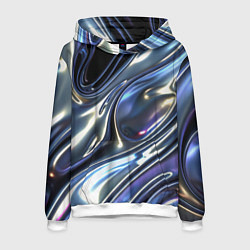 Толстовка-худи мужская Серебро жидкий металл, цвет: 3D-белый