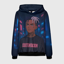 Толстовка-худи мужская XXXTentacion - Неоновый аниме арт, цвет: 3D-черный