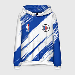 Толстовка-худи мужская Клипперс - синяя краска, цвет: 3D-белый