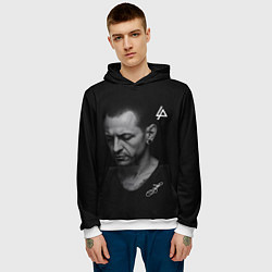 Толстовка-худи мужская Честер Беннингтон - легенда, цвет: 3D-белый — фото 2