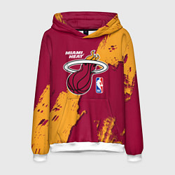 Толстовка-худи мужская Майами Хит - разлитая краска, цвет: 3D-белый