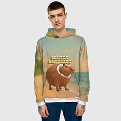 Толстовка-худи мужская Burbaloni Lulioli мем кокос капибара, цвет: 3D-белый — фото 2