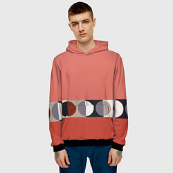Толстовка-худи мужская Луна Малевича розовый томат, цвет: 3D-черный — фото 2