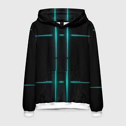 Мужская толстовка Neon black light blue line