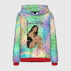 Толстовка-худи мужская Lana Del Rey сидит обняв колени, цвет: 3D-красный