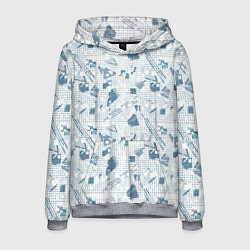 Мужская толстовка Мемфис синий с серым клетчатый геометрический узор