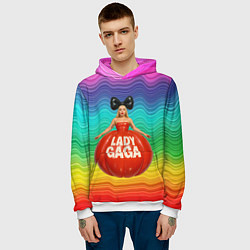 Толстовка-худи мужская Леди Гага в круглом надувном платье, цвет: 3D-белый — фото 2