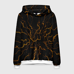 Толстовка-худи мужская Разряды электричества текстура, цвет: 3D-белый