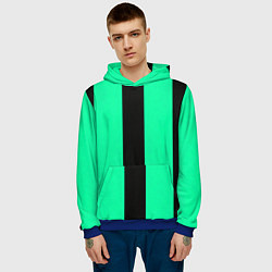 Толстовка-худи мужская Color turquoise black line, цвет: 3D-синий — фото 2