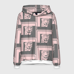 Толстовка-худи мужская Леопард в рамке, цвет: 3D-белый