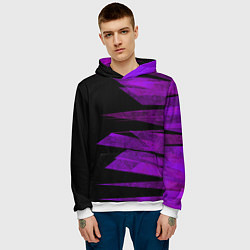 Толстовка-худи мужская Color purple black stripes, цвет: 3D-белый — фото 2