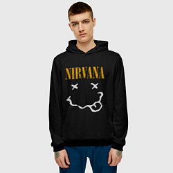 Толстовка-худи мужская Nirvana rock music, цвет: 3D-черный — фото 2