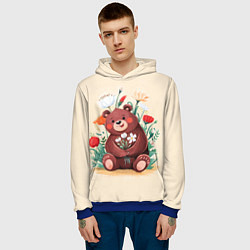 Толстовка-худи мужская Мишаня с букетом, цвет: 3D-синий — фото 2