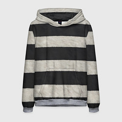 Толстовка-худи мужская Текстурные черно-белые полосы, цвет: 3D-меланж