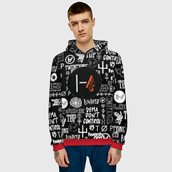 Толстовка-худи мужская Twenty one pilots rock logo, цвет: 3D-красный — фото 2
