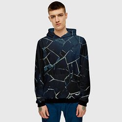 Толстовка-худи мужская Тёмный чёрно-синий битые плиты, цвет: 3D-черный — фото 2