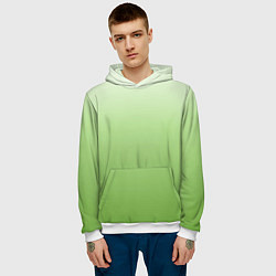 Толстовка-худи мужская Градиент нежно-зеленый, цвет: 3D-белый — фото 2