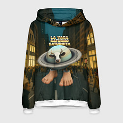 Толстовка-худи мужская La Vaca Saturno Saturnita мем, цвет: 3D-белый