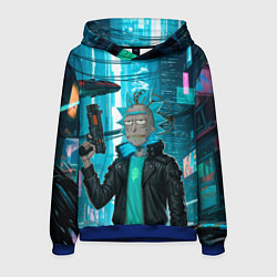 Толстовка-худи мужская Рик-киберпанк, цвет: 3D-синий