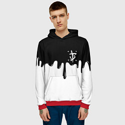 Толстовка-худи мужская Doom logo жидкие краски, цвет: 3D-красный — фото 2