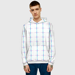Толстовка-худи мужская Color white blue stripes, цвет: 3D-белый — фото 2