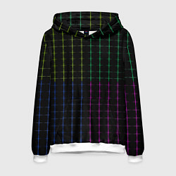 Толстовка-худи мужская Color black multicolored stripes, цвет: 3D-белый