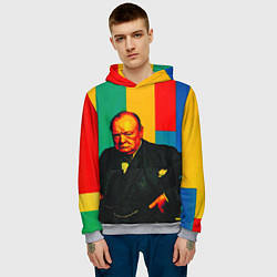 Толстовка-худи мужская Уинстон Черчилль поп-арт, цвет: 3D-меланж — фото 2