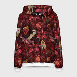 Мужская толстовка Бордовая готика с сердцем, лилиями и мотыльками