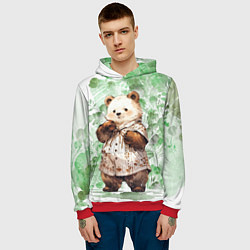 Толстовка-худи мужская Акварельный мишка, цвет: 3D-красный — фото 2