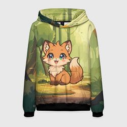 Толстовка-худи мужская Кавайная лисичка - аниме, цвет: 3D-черный