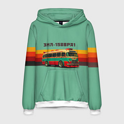 Толстовка-худи мужская Ретро автобус ЗИЛ 158ВРА1 поп-арт, цвет: 3D-белый