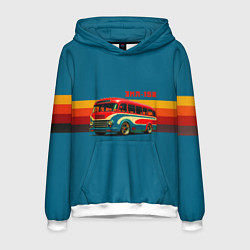 Толстовка-худи мужская Ретро автобус ЗИЛ 156 поп-арт, цвет: 3D-белый