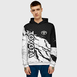 Толстовка-худи мужская Toyota - черный и белый, цвет: 3D-белый — фото 2
