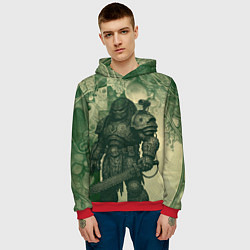Толстовка-худи мужская Мощный бронированный хищник, цвет: 3D-красный — фото 2