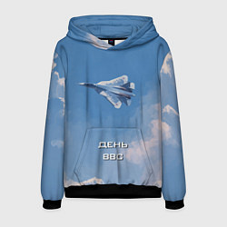 Толстовка-худи мужская День ВВС - Су 57, цвет: 3D-черный