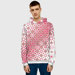 Толстовка-худи мужская Звездная россыпь-розовый, цвет: 3D-белый — фото 2