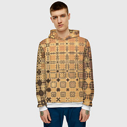 Толстовка-худи мужская Абстрактный узор кремово-песочный, цвет: 3D-белый — фото 2
