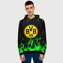 Толстовка-худи мужская Borussia зелёный огонь, цвет: 3D-черный — фото 2