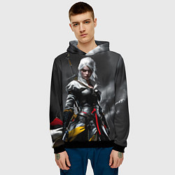 Толстовка-худи мужская Цири из Ведьмака, цвет: 3D-черный — фото 2