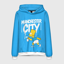 Толстовка-худи мужская Граффити Манчестер Сити и Барт Симпсон, цвет: 3D-белый