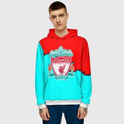 Толстовка-худи мужская Liverpool краски текстура штрихи, цвет: 3D-белый — фото 2
